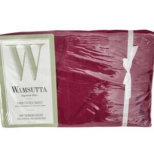 Vintage Wamsutta Burgundy Supercale Plus NoIron Cotton Blend Twin Flat Sheet NEW